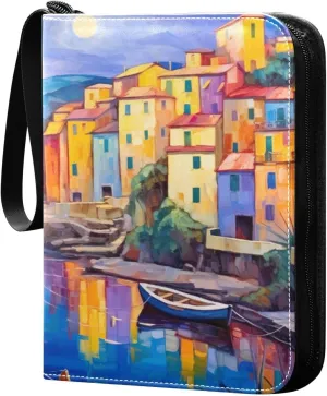 Village Painting Card Binder, 400 Pockets Card Holder with 50 Sleeves, Sturdy Card Holder Folders for Game Cards & Sports Cards