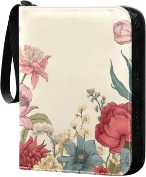 Vintage Colorful Floral Card Binder, 400 Pockets Card Holder with 50 Sleeves, Sturdy Card Holder Folders for Game Cards & Sports Cards