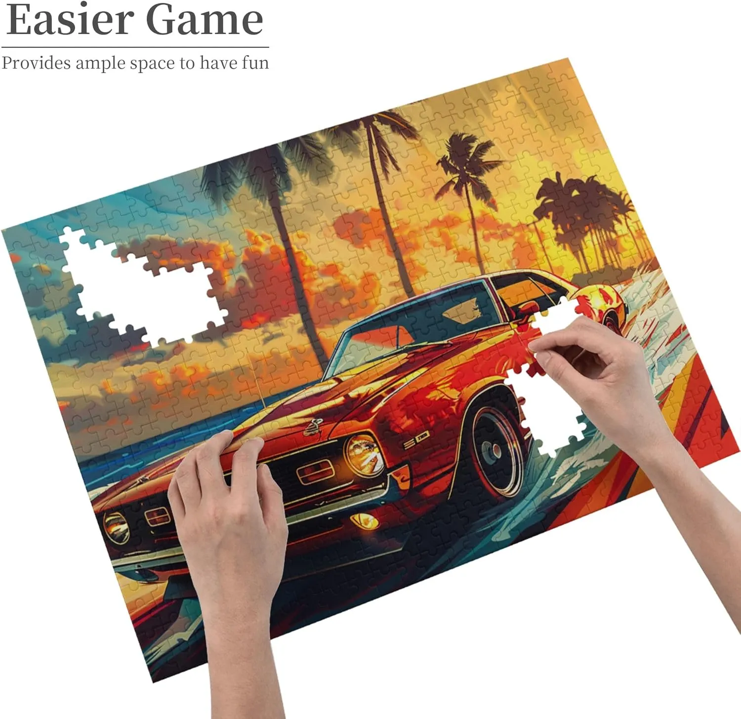 Vintage Muscle Car Puzzle for Adults 500 Pieces - Unique Artwork, Classic Wooden Puzzle, Enthusiast Gifts, Creative Activity Hobbies