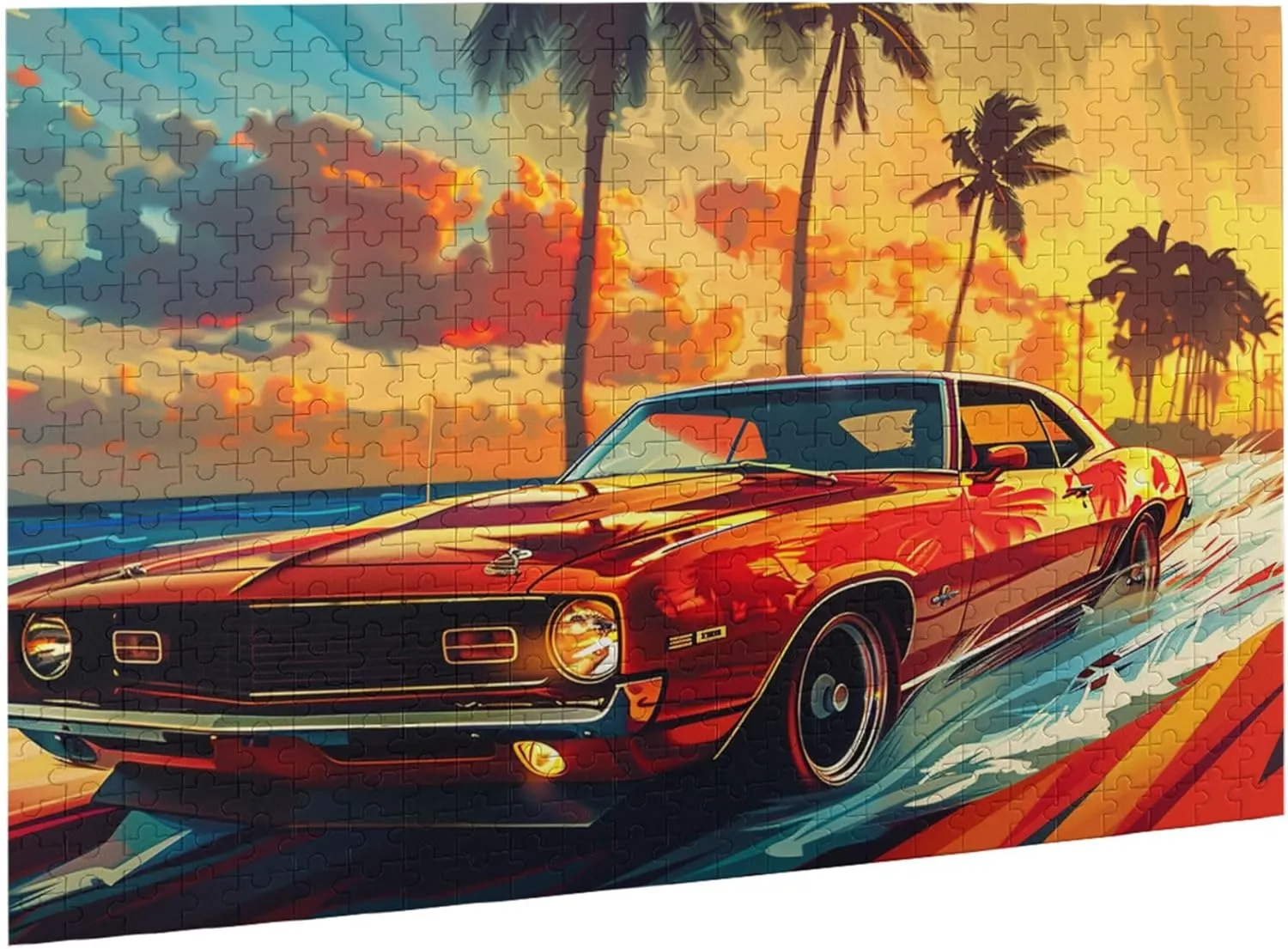 Vintage Muscle Car Puzzle for Adults 500 Pieces - Unique Artwork, Classic Wooden Puzzle, Enthusiast Gifts, Creative Activity Hobbies
