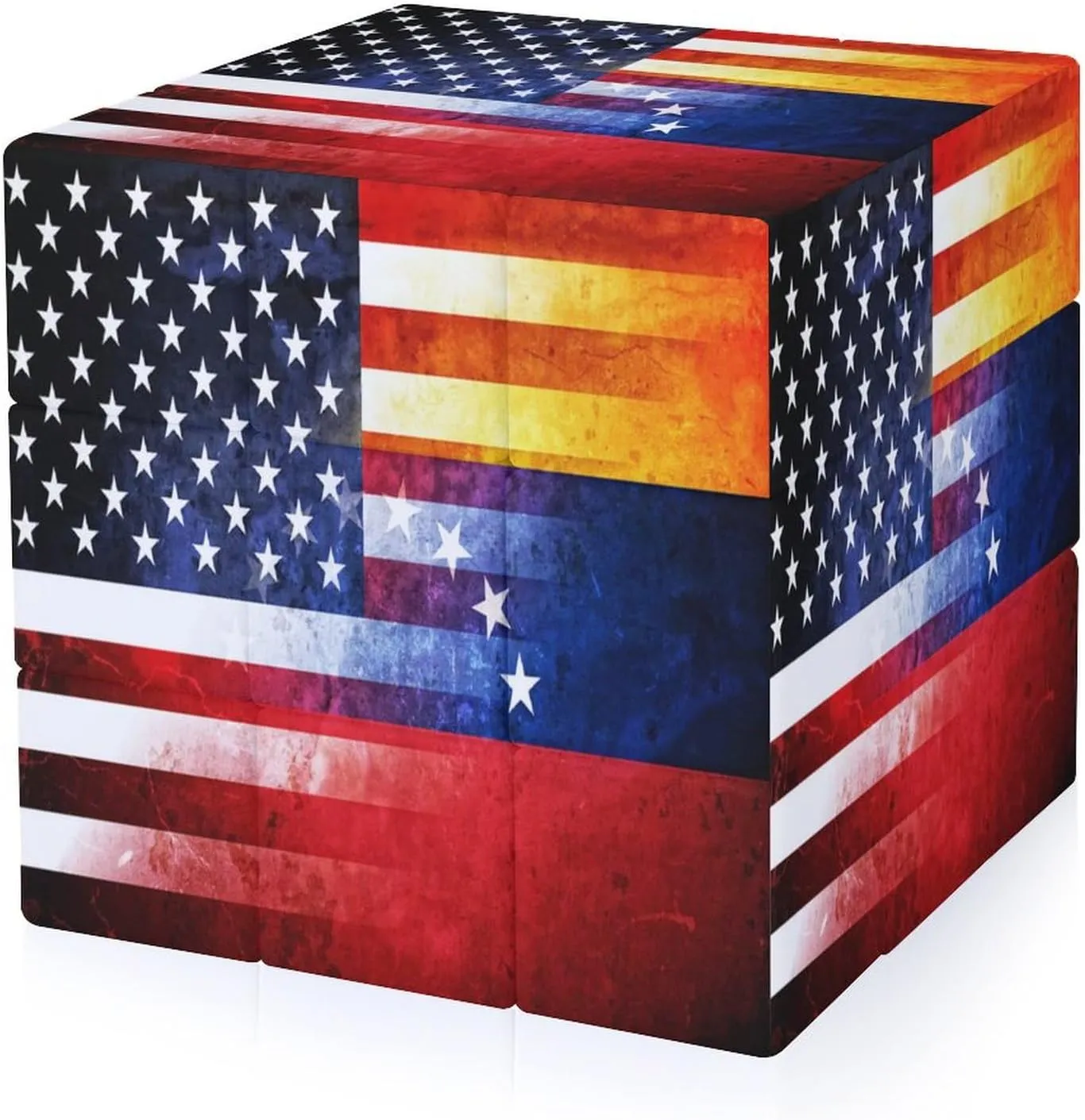Vintage U.S. and Venezuela Flag Full Printing 3x3 Fidget Cube Stress Relief Magic Speed Cube for Adults