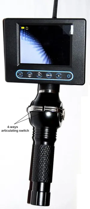 VIVIDIA YB-4-3930 Video Borescope Inspection Camera with 4-Way 3.9mm Diameter 3m Long Articulating Camera Probe and 3.5" LCD Monitor 640x480 Resolution