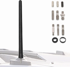 Votex Black Short Rubber 6 3/4 Inch Universal Antenna Kit - Car Wash Proof, Easy Setup, Enhanced Reception with Copper Coil, Stainless Steel Threading, Flexible & Durable Fits Cars, Trucks, SUVs