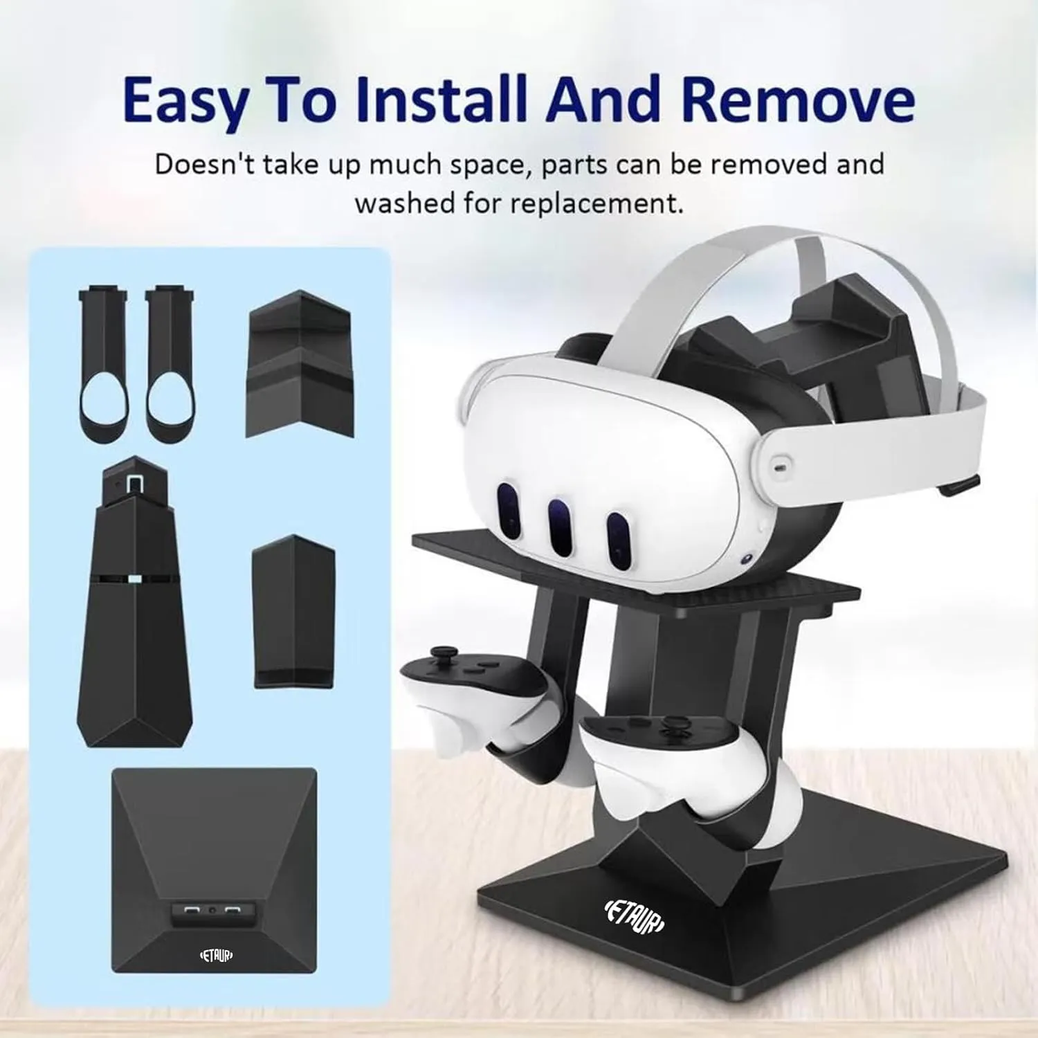 VR Stand Compatible with Oculus Meta Quest 2/Meta Quest 3/Oculus Meta Quest 3S Stand and Touch Controllers Accessories for PSVR 2/Rift S/Valve Index/HTC Vive Focus Vision