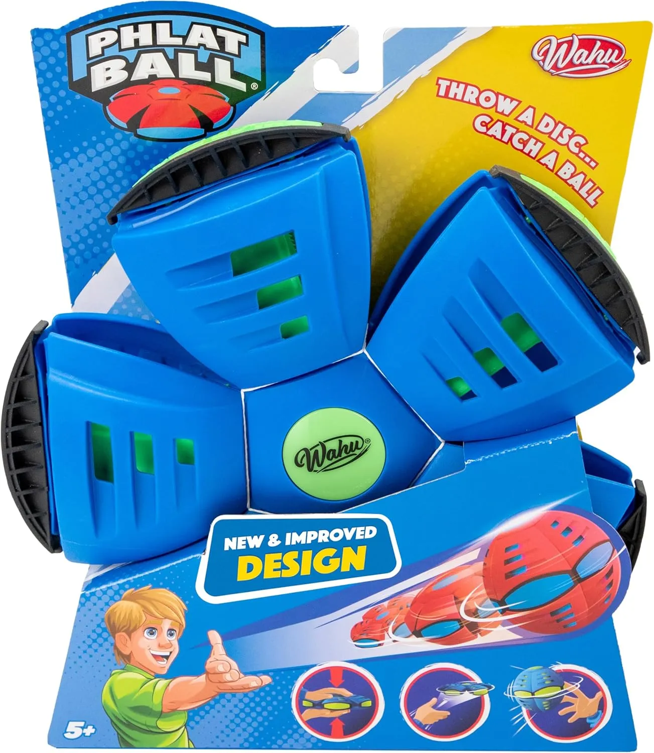 WAHU Phlat Ball Classic Flying Saucer Ball Toy for Kids Ages 5 , Collapsible Time Delay Frisbee Flying Disc Toy, Throw a Disc Catch a Ball, Blue