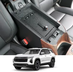 WASAI Center Console Gun Safe - Console Gun Vault Compatible with Chevrolet Equinox 2018-2024, High Security Armrest Lock Box with 4 Digit Combination Lock with Key