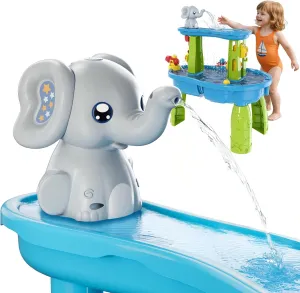Water Table Pump-Cordless & Rechargeable, Elephant Water Pump for Water Play Table, Outdoor Sand/Water Table Accessories Toys, Outside Summer Beach Toy Gifts for Toddlers Kids, Gray