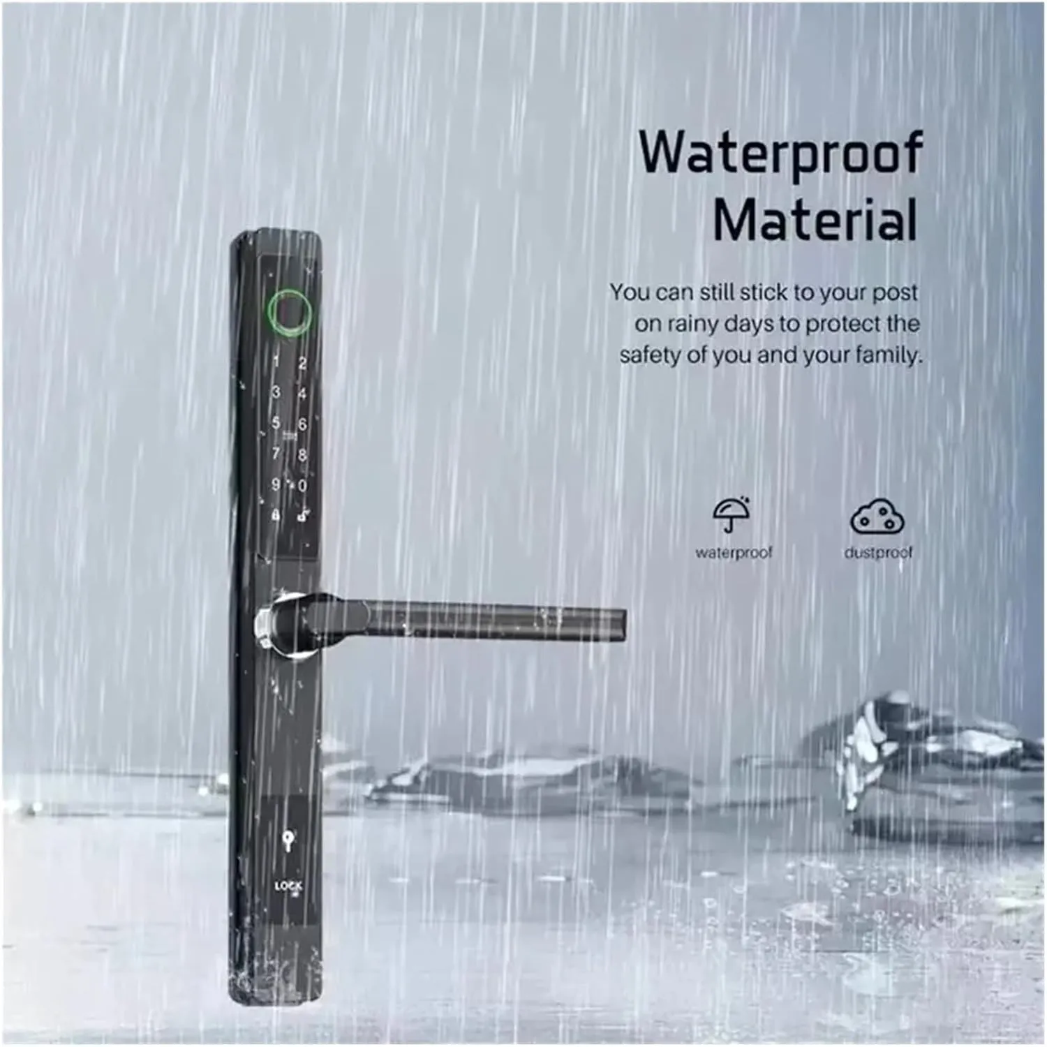 Waterproof Outdoor Fingerprint Lock TTLOCK Bluetooth APP RFID Card Code Electronic Smart Door Lock Aluminum/Glass Sliding Door(3585-3 Hook,Silvery)