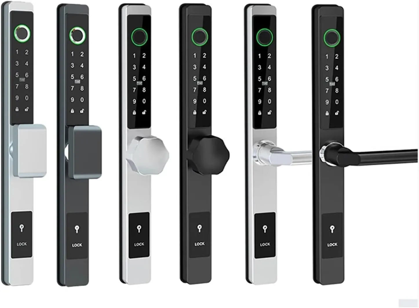 Waterproof Outdoor Fingerprint Lock TTLOCK Bluetooth APP RFID Card Code Electronic Smart Door Lock Aluminum/Glass Sliding Door(3585-3 Hook,Silvery)