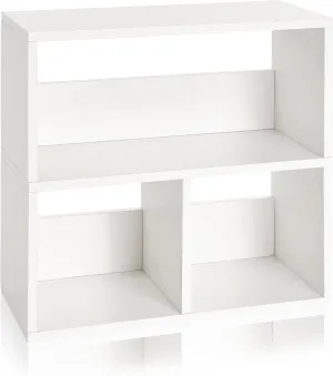 Way Basics Troika 3-Shelf Bookcase - Unique Storage Display Organizer (12 x 26.4 x 24.8), White