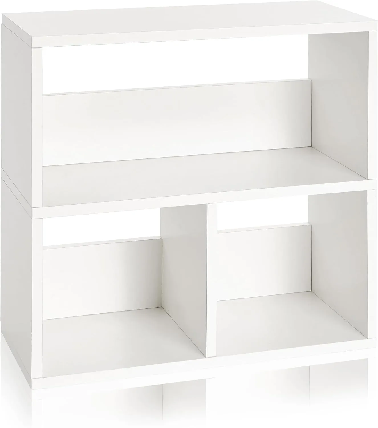 Way Basics Troika 3-Shelf Bookcase - Unique Storage Display Organizer (12 x 26.4 x 24.8), White