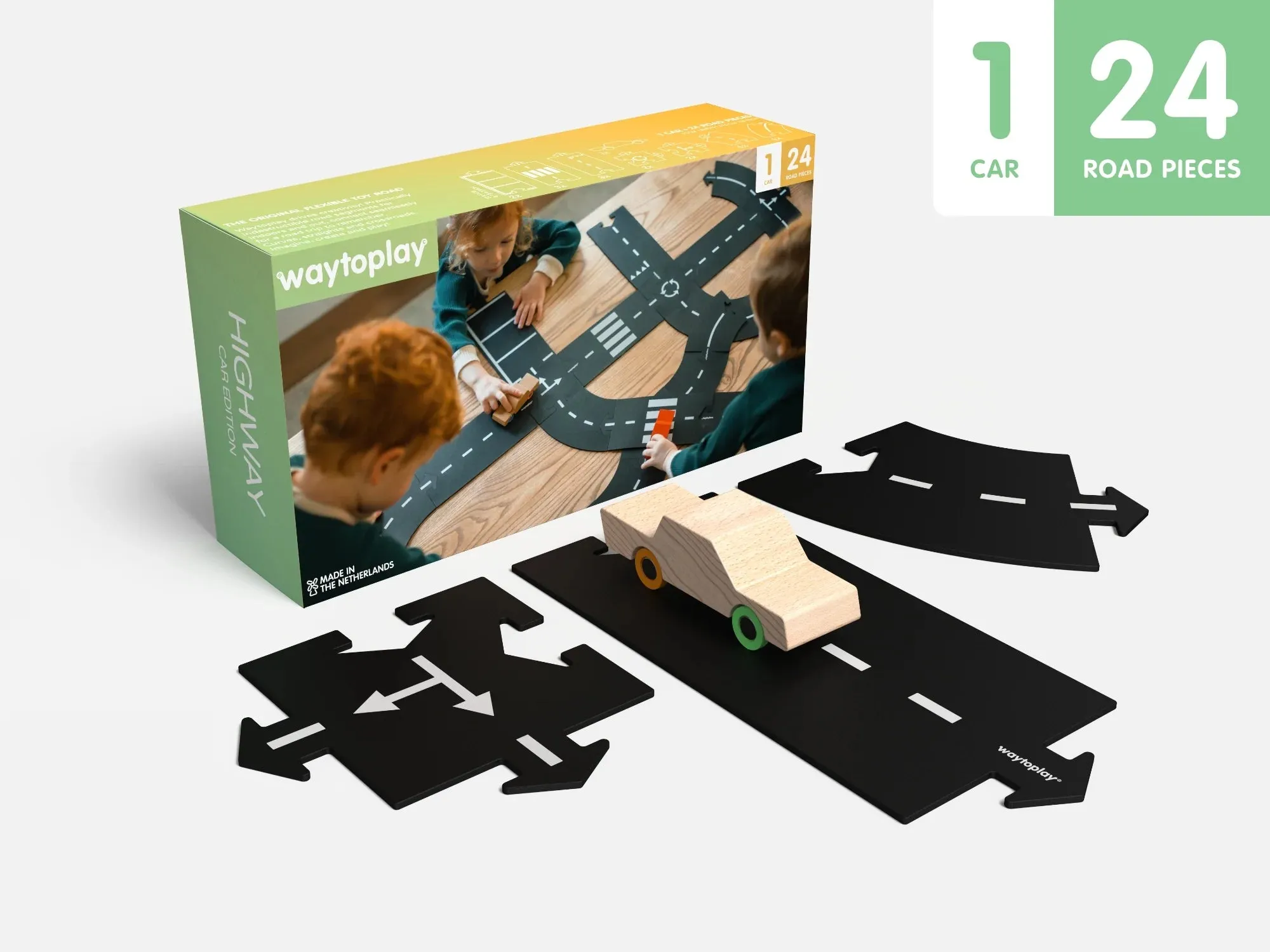 WaytoPlay New Highway CAR EDITION 24 Piece   1 Car Best Seller 3yrs 