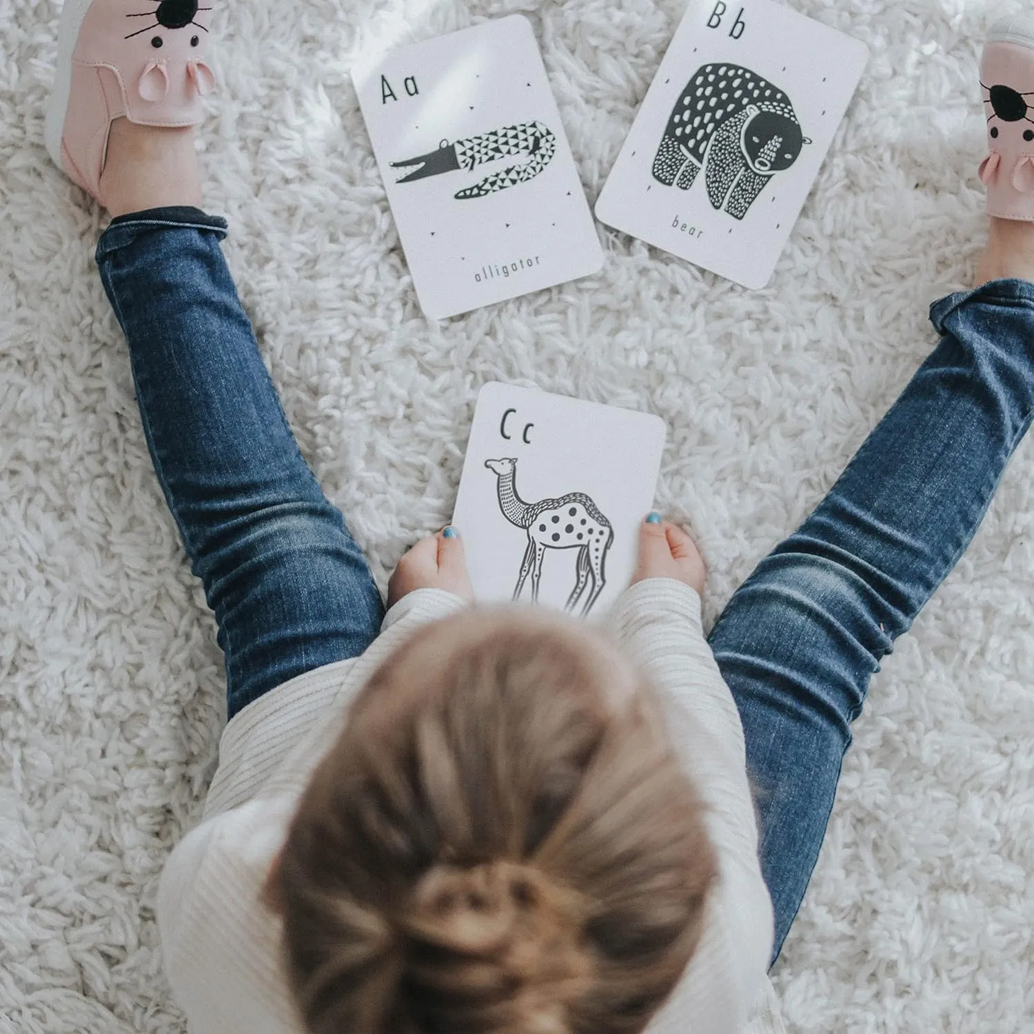 Wee Gallery Educational Flashcards for Babies, Double Sided Black and White Learning Flash cards, Animal Alphabet Cards for Visual Stimulation and Cognitive Development of Infants and Toddlers