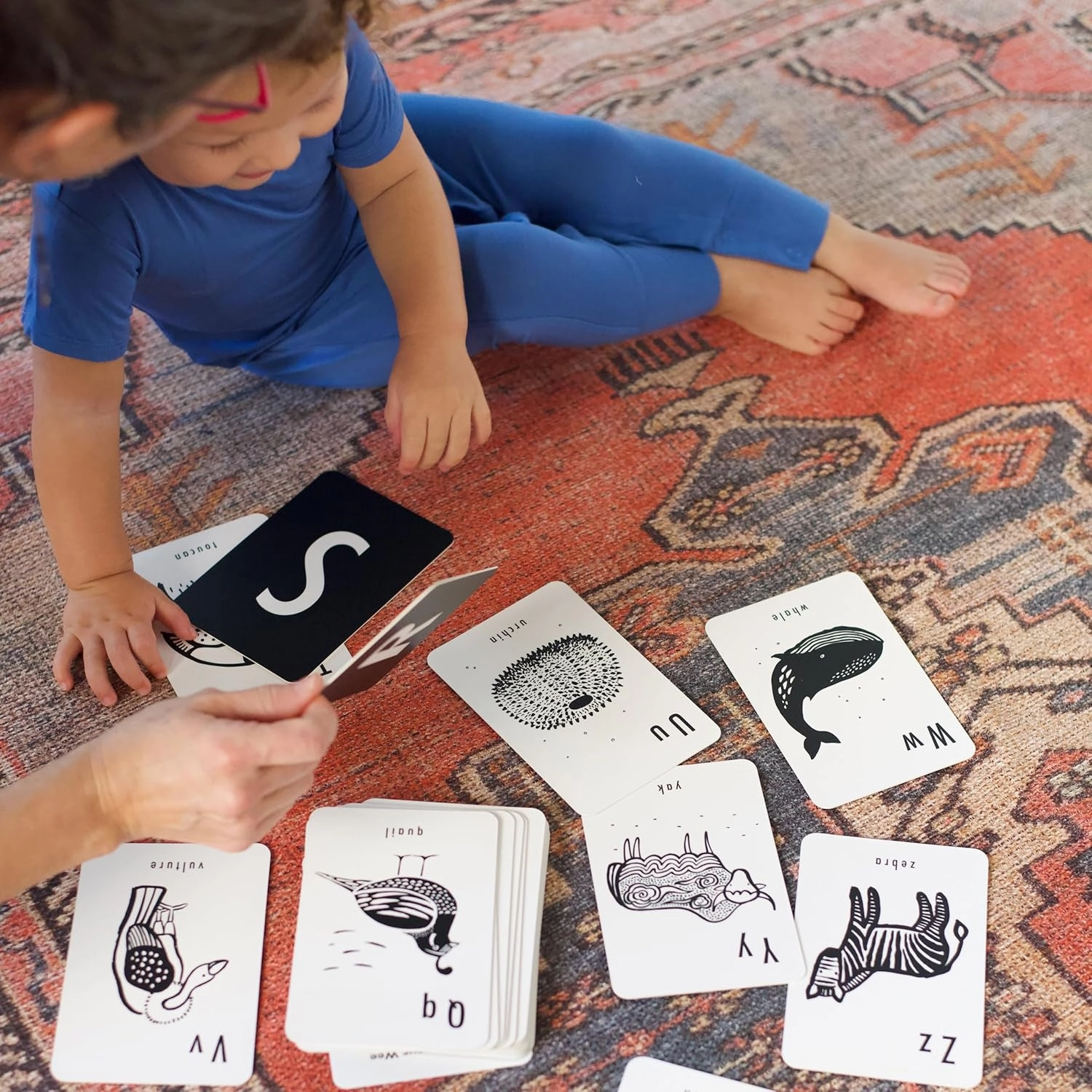 Wee Gallery Educational Flashcards for Babies, Double Sided Black and White Learning Flash cards, Woodland Animal Alphabet Cards for Visual Stimulation and Cognitive Development of Toddlers