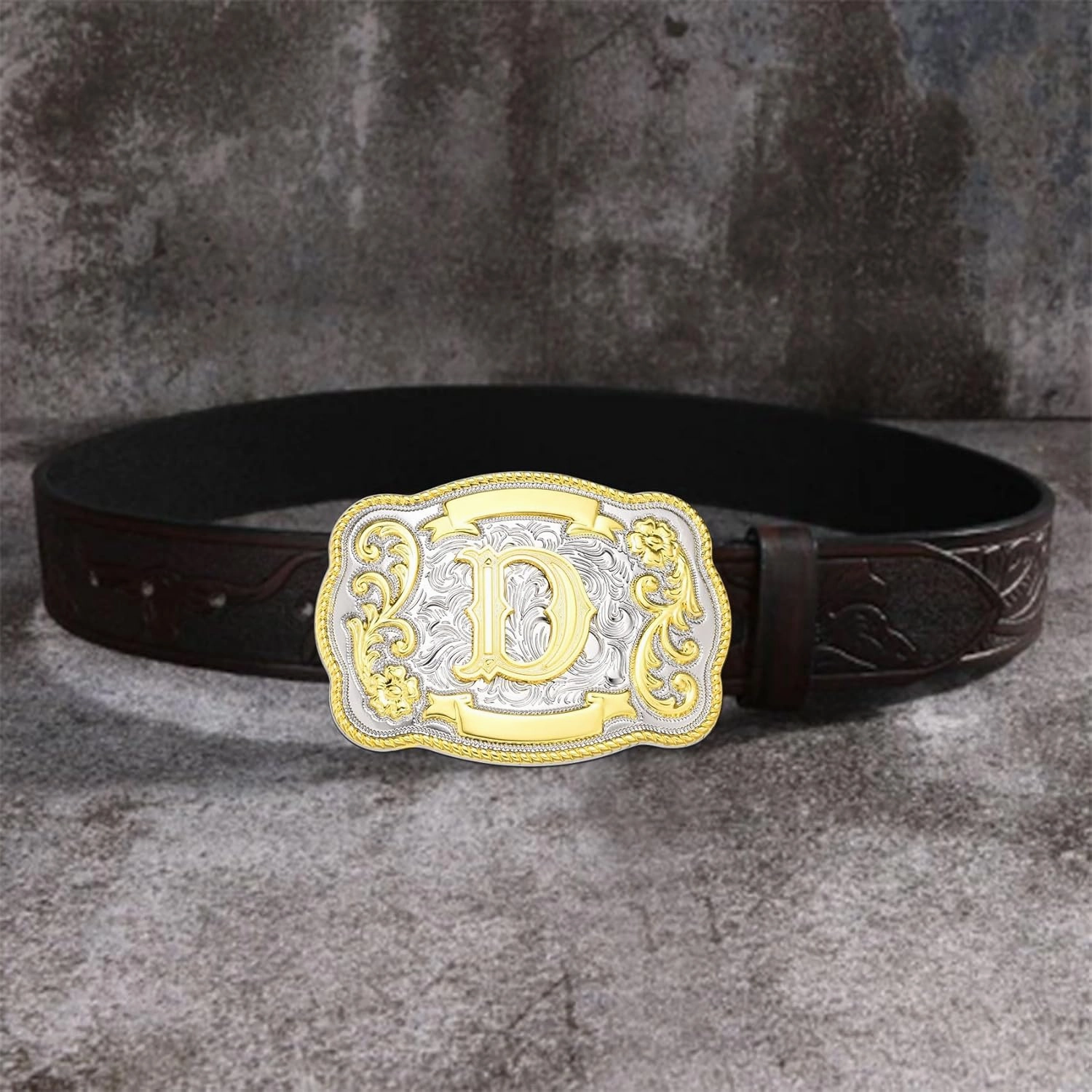 Western Initial Letter ABC to XYZ Belt Buckle for Men Women, Golden Capital Belt Buckle Jeans Accessory