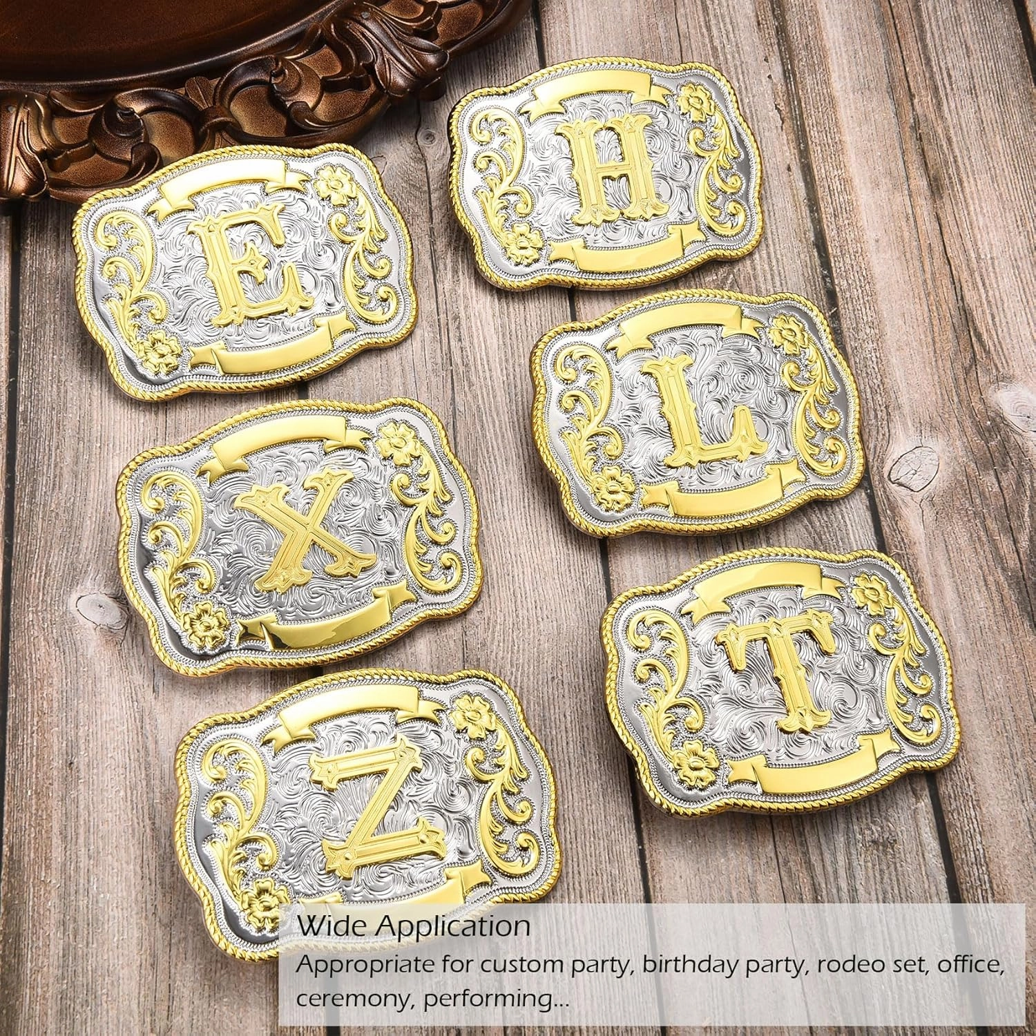 Western Initial Letter ABC to XYZ Belt Buckle for Men Women, Golden Capital Belt Buckle Jeans Accessory