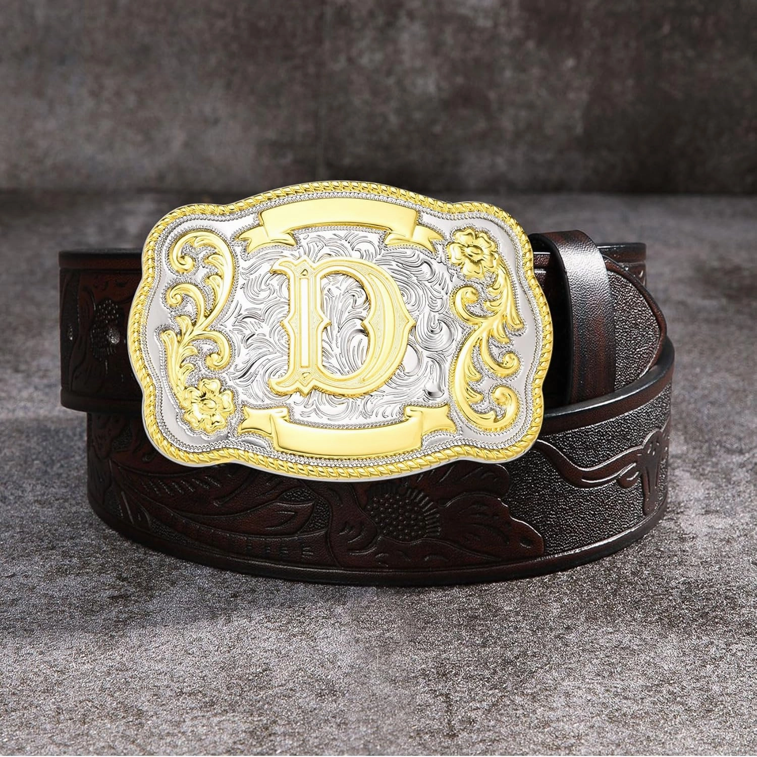 Western Initial Letter ABC to XYZ Belt Buckle for Men Women, Golden Capital Belt Buckle Jeans Accessory