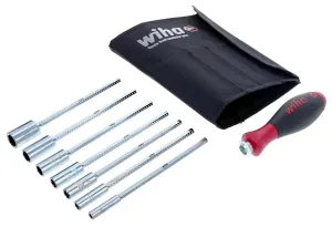 Wiha 28196 Drive-Loc VI Nut Drivers Interchangeable Blade Set in Durable Pouch, 8-Piece