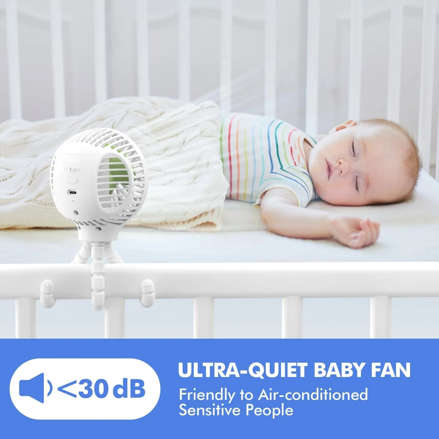 WiHoo Stroller Fan Clip On for Baby Battery Operated Fan Portable Fan Rechargeable Mini Handheld Car Seat Fan Small USB Desk Personal Fan for Stroller Accessories/Crib/Camping/Traveling