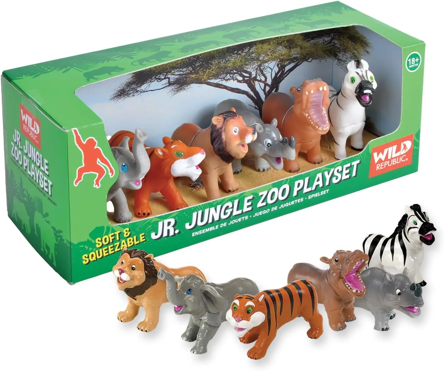 Wild Republic 87944 Zebra Hippo Lion Elephant Tiger Rhino Junior Jungle Safari Playset