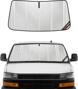 Windshield Sun Shade for Chevrolet Express/GMC Savana. Full Front Window Sunshade Coverage