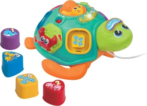 winfun Pull Along Sort 'n Learn Turtle – Shape Sorter Toy for Toddlers 12M  with Lights, Sounds, Music, Quiz Game – Bilingual English/Spanish Educational Toy – Includes 4 Shapes & Batteries