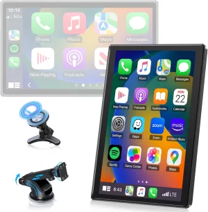 Wireless Carplay Screen for Car w Landscape & Portrait Modes 7'' Apple Carplay & Android Auto Screen w Magnetic Bracket, Apple Car Play Screen with Superlink Videos OTA Upgrade Bluetooth Music