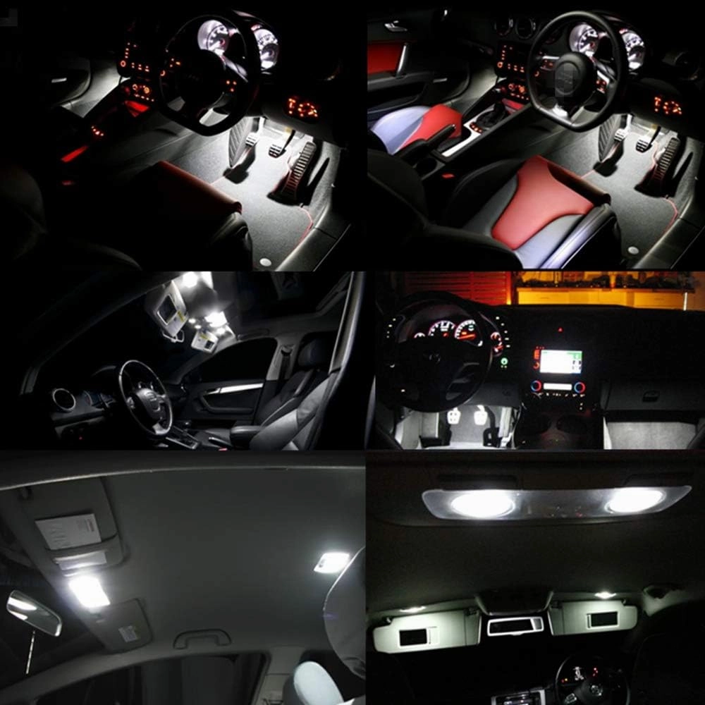 WLJH Super Bright 6000K White 194 LED Bulbs 2835 Chip T10 LED Bulbs, 168 LED Bulb, LED Bulbs for Car Interior Dome Map Door Courtesy License Plate Lights Compact Wedge W5W 2825 Pack of 6