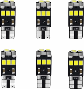 WLJH Super Bright 6000K White 194 LED Bulbs 2835 Chip T10 LED Bulbs, 168 LED Bulb, LED Bulbs for Car Interior Dome Map Door Courtesy License Plate Lights Compact Wedge W5W 2825 Pack of 6
