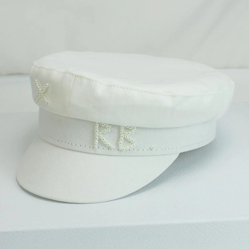 Women RB Letter Militray Hat Fashion Streetwear Navy Hat Adjustable Flat Top Newsboy Caps Casual Visor Hats