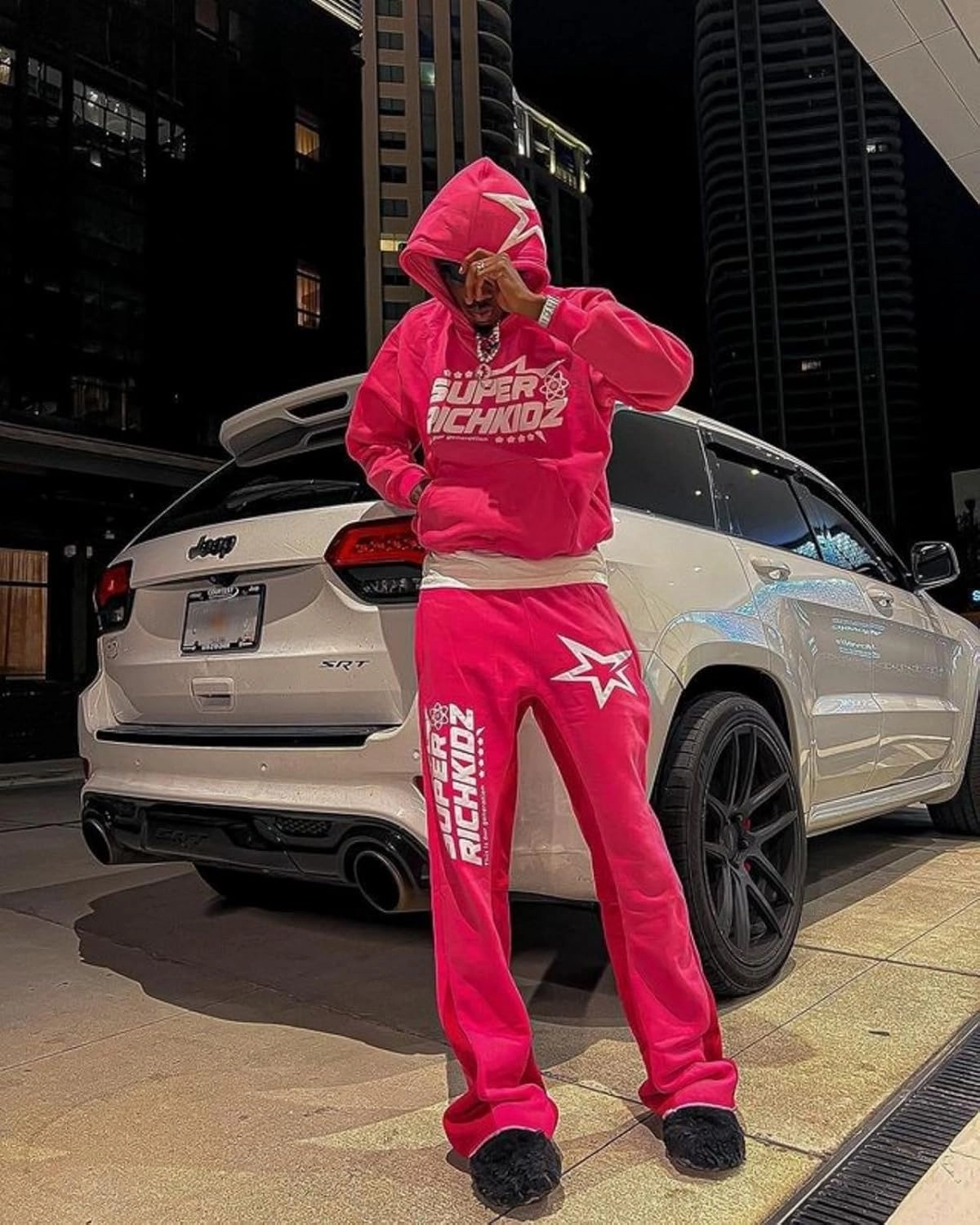 Women's Casual 2 Piece Sweatsuits Fashion Star Letter Print Hoodies Jogger Sweatpants Set Tracksuits