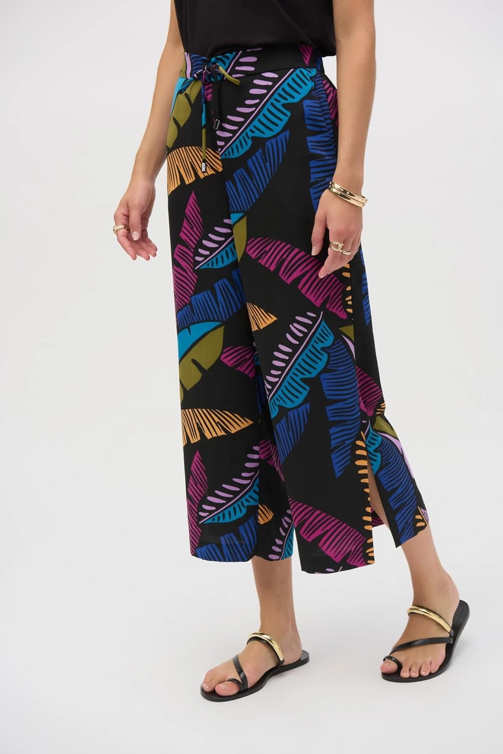Women's Gauze Tropical Print Pull-On Culotte Pants