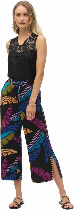 Women's Gauze Tropical Print Pull-On Culotte Pants