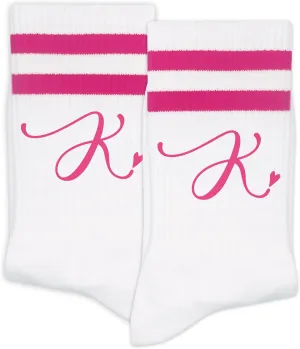 Women's Hot Pink Striped Socks - Birthday Gift, Ladies