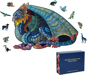 Wood Cut Puzzles, Wooden Jigsaw Puzzles, Animals Shaped Unique Wooden Puzzles for Adults and Kids, Cool Gadgets Magic Liberty Puzzles, Anime Manga Dragon (Large 300 pcs)