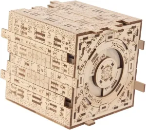 Wooden Mechanical 3D Puzzle for Adults - Brain Teaser - Puzzle Box - Scriptum Cube Puzzle - Difficult Level - Custom Secret Code - 349 Pieces