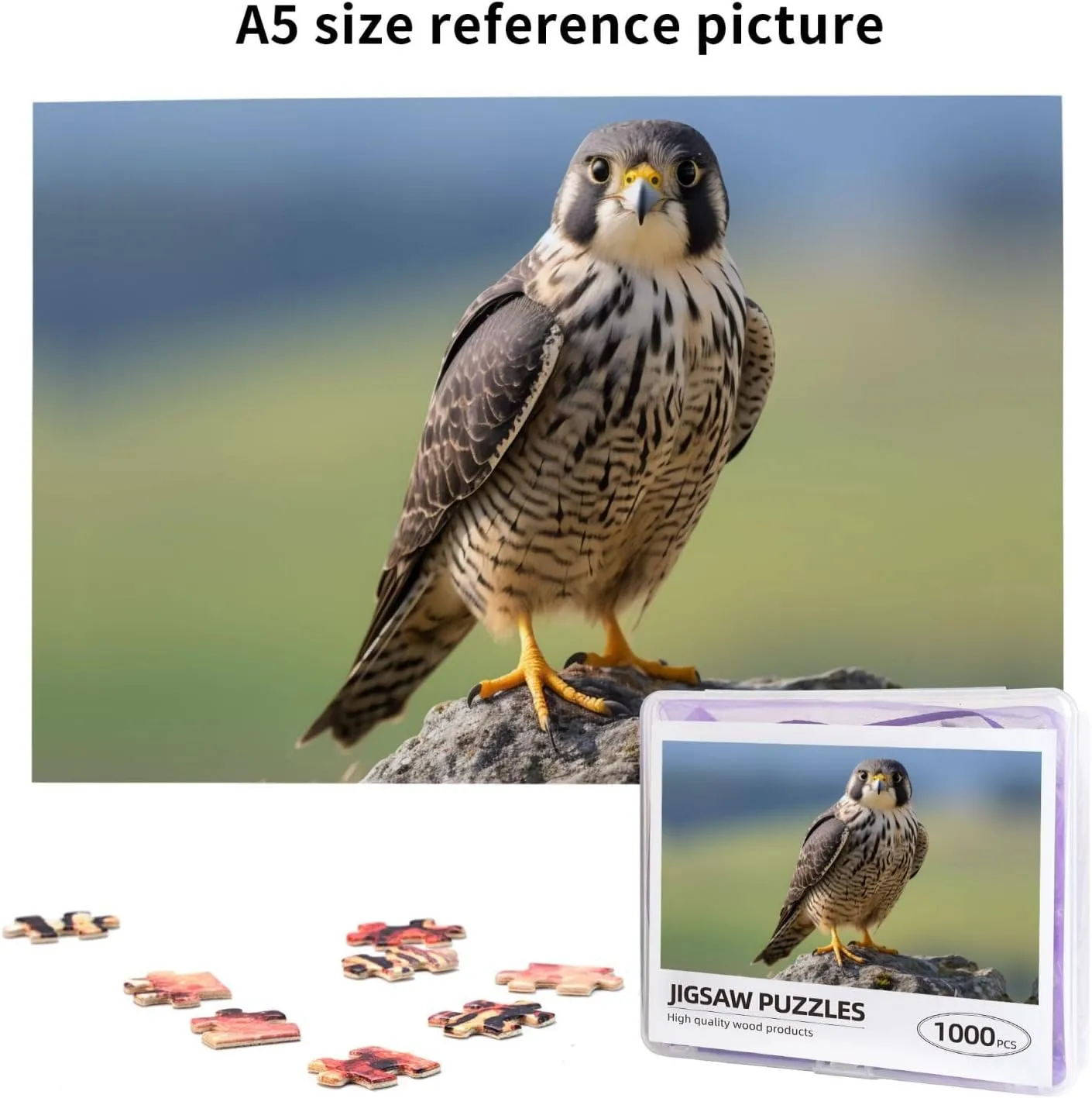 Wooden Puzzle -1000 Piece Falcons On The Grassland Printed Adult Puzzles, Perfect for Home Leisure and Entertainment -19.7x29.5 Inches