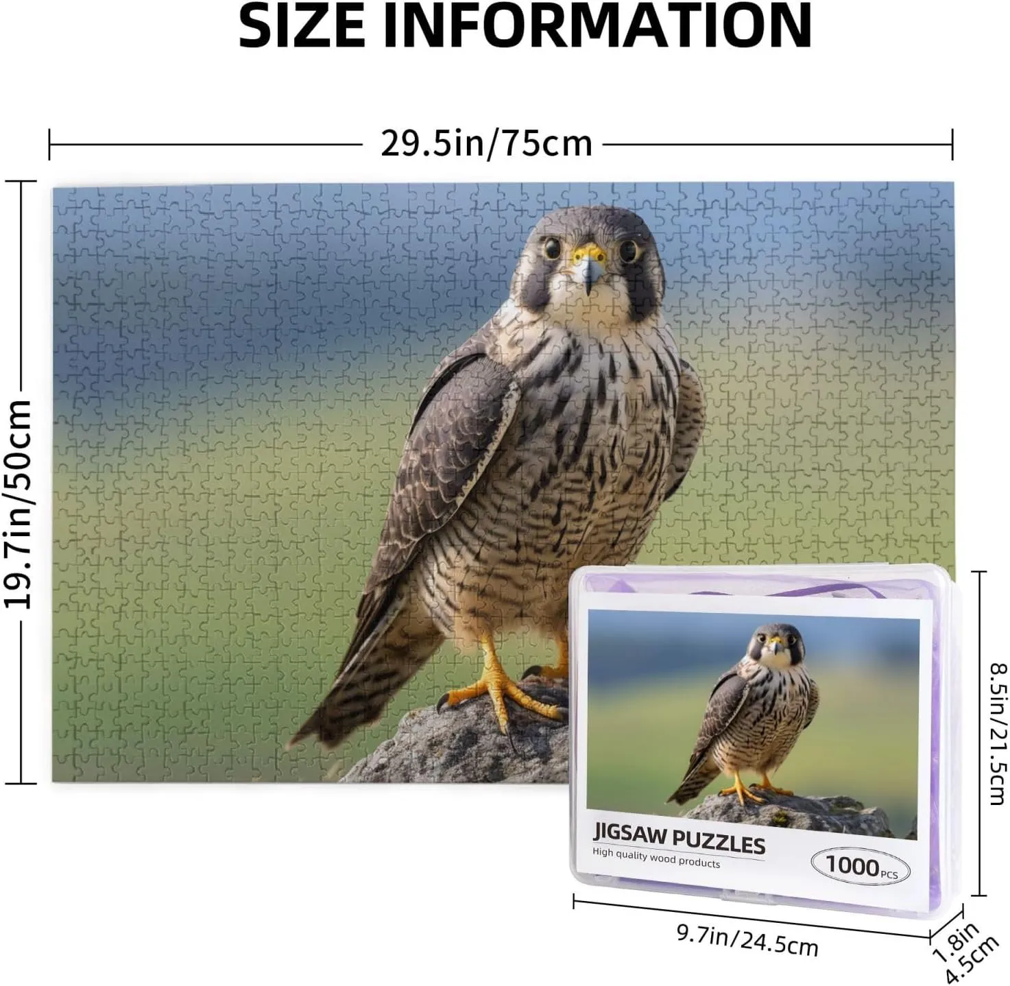 Wooden Puzzle -1000 Piece Falcons On The Grassland Printed Adult Puzzles, Perfect for Home Leisure and Entertainment -19.7x29.5 Inches