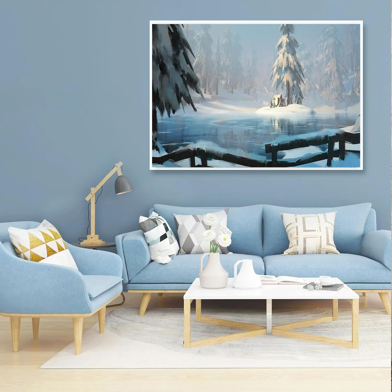 Wooden Puzzle Peaceful Fishing by The Iris - Filled Creek Intelligent Game Fit togather a Magic Art for Home Decoration or Prensent 1000 Pieces
