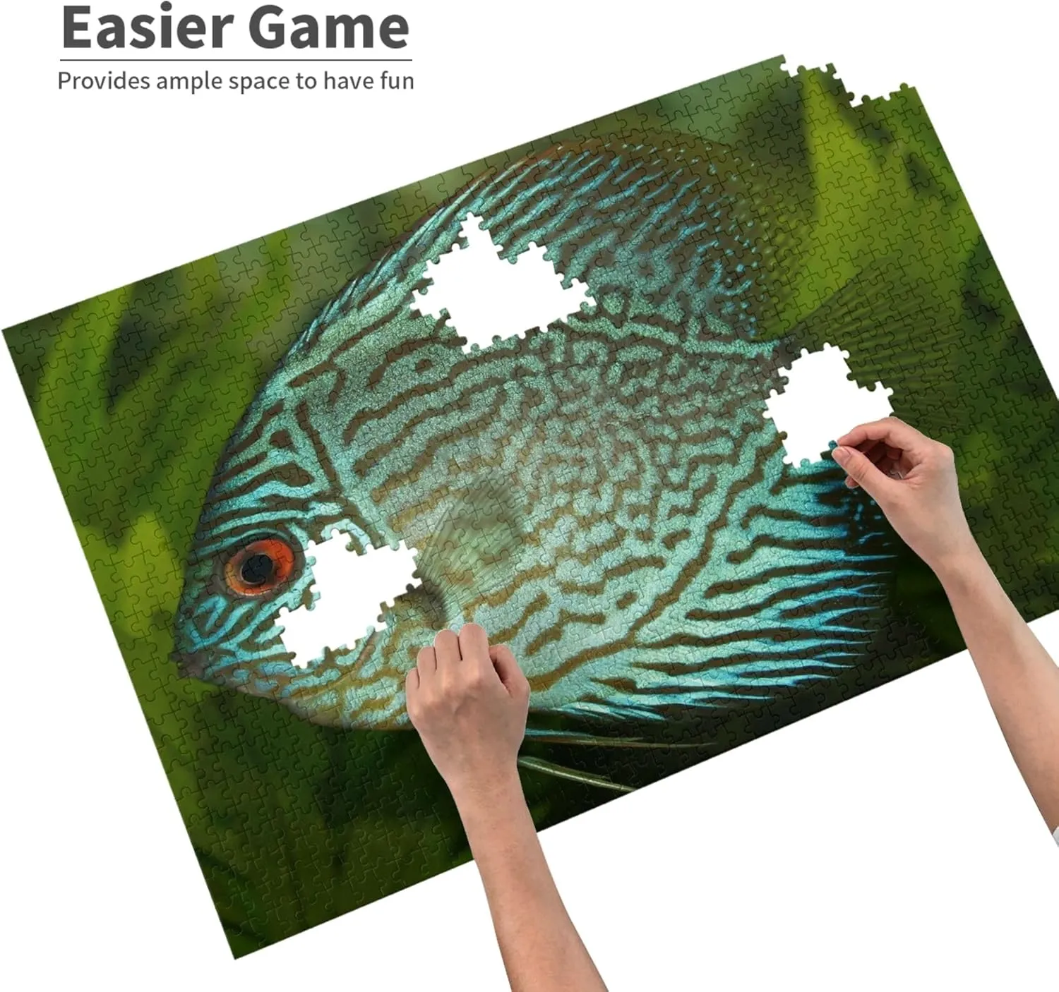Wooden Puzzles Blue and Black Fish 1000 Piece Mother's Day Children's Day Exercise Patience Puzzle Game - Education Intellectual Puzzle Game Toys Gift