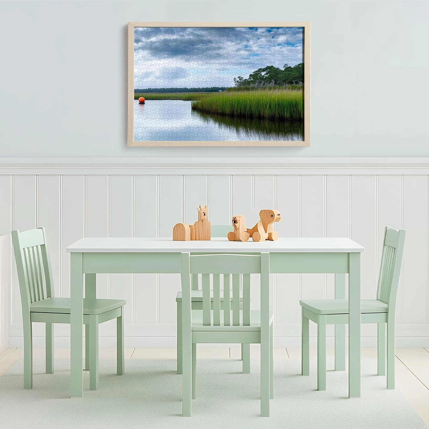 Wooden Jigsaw Puzzles for Adults 1000 Pieces Early Morning Sunlight Reflected Waterway Salt Marsh Fun and Challenging Board Puzzles Large Educational Game Kids Toys Gift Home Decor