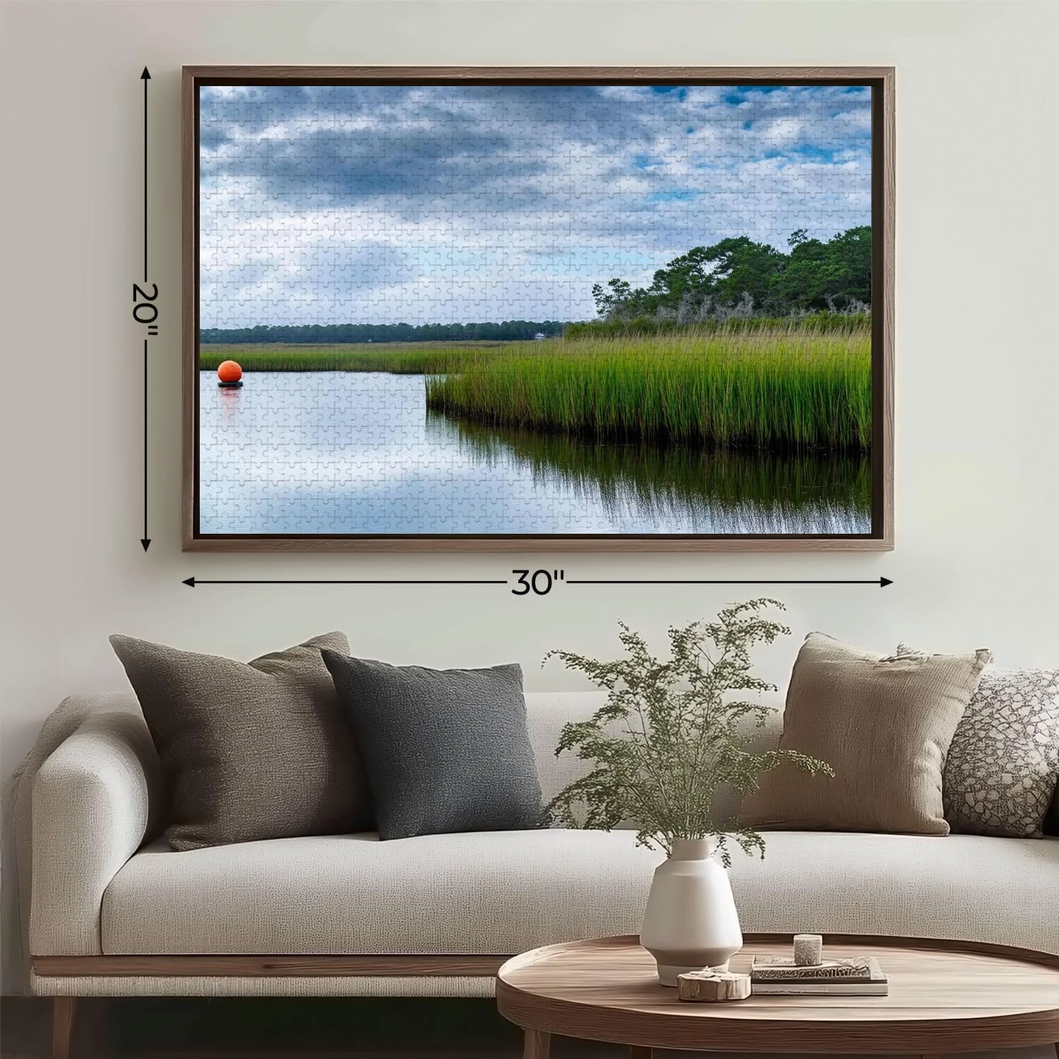 Wooden Jigsaw Puzzles for Adults 1000 Pieces Early Morning Sunlight Reflected Waterway Salt Marsh Fun and Challenging Board Puzzles Large Educational Game Kids Toys Gift Home Decor