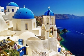 Woodmade 500 Piece Puzzle Sea View Santorini Greek Island Jigsaw Puzzle for Family Wall Decoration Gift