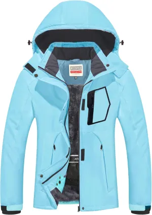 WULFUL Women’s Waterproof Snow Ski Jacket Mountain Windproof Winter Coat with Detachable Hood