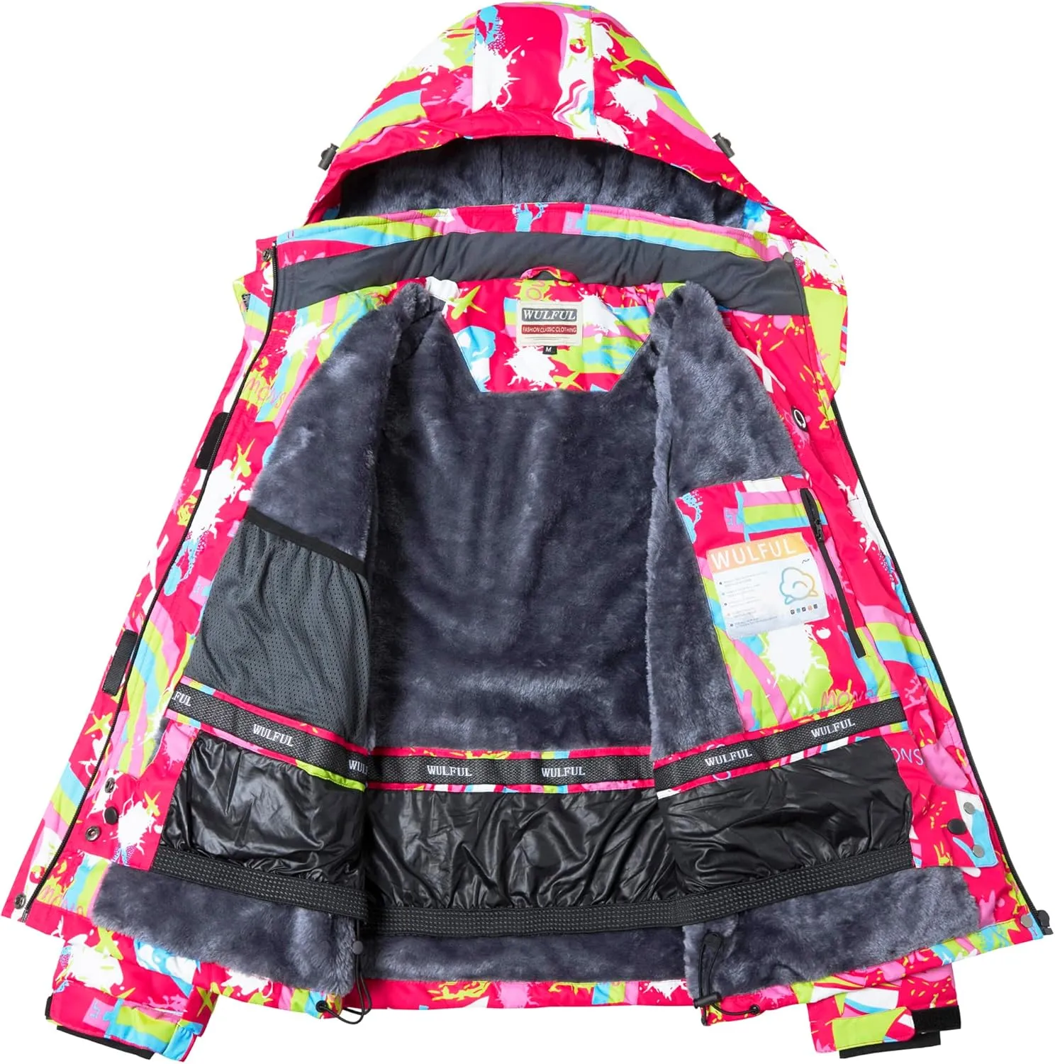 WULFUL Women’s Waterproof Snow Ski Jacket Mountain Windproof Winter Coat with Detachable Hood