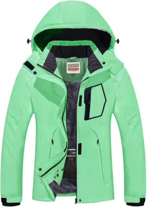 WULFUL Women’s Waterproof Snow Ski Jacket Mountain Windproof Winter Coat with Detachable Hood