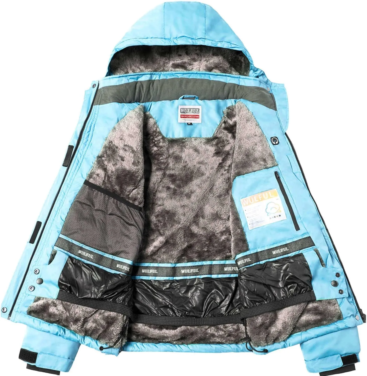 WULFUL Women’s Waterproof Snow Ski Jacket Mountain Windproof Winter Coat with Detachable Hood