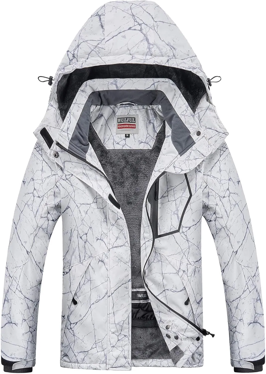 WULFUL Women’s Waterproof Snow Ski Jacket Mountain Windproof Winter Coat with Detachable Hood