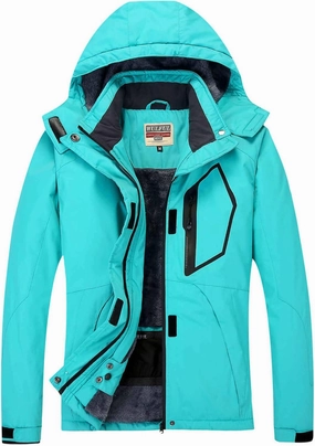 WULFUL Women’s Waterproof Snow Ski Jacket Mountain Windproof Winter Coat with Detachable Hood