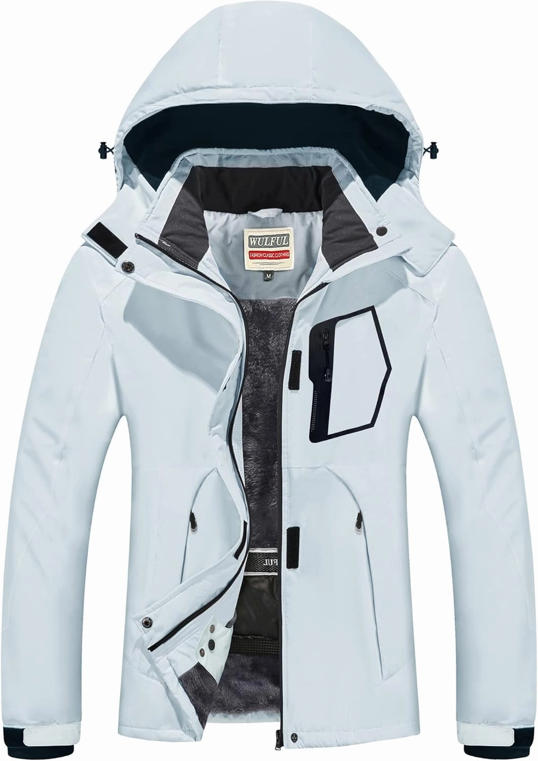 WULFUL Women’s Waterproof Snow Ski Jacket Mountain Windproof Winter Coat with Detachable Hood